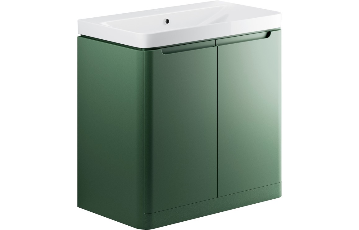 Grove 800mm 2 Door Floor Standing Basin Unit - Matt Sage Green