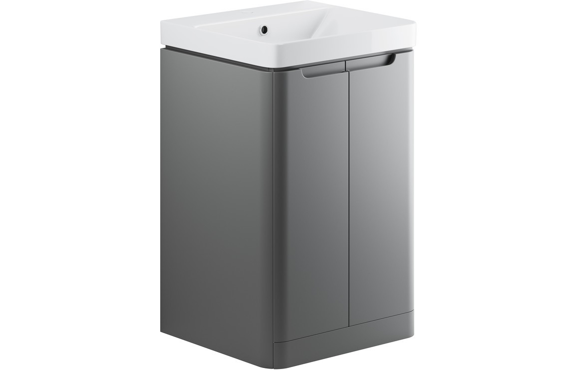 Grove 500mm 2 Door Floor Standing Cloakroom Basin Unit - Matt Grey