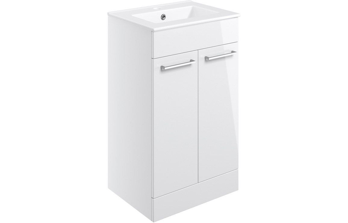 Carlo 510mm Floor Standing 2 Door Basin Unit W/basin - White Gloss