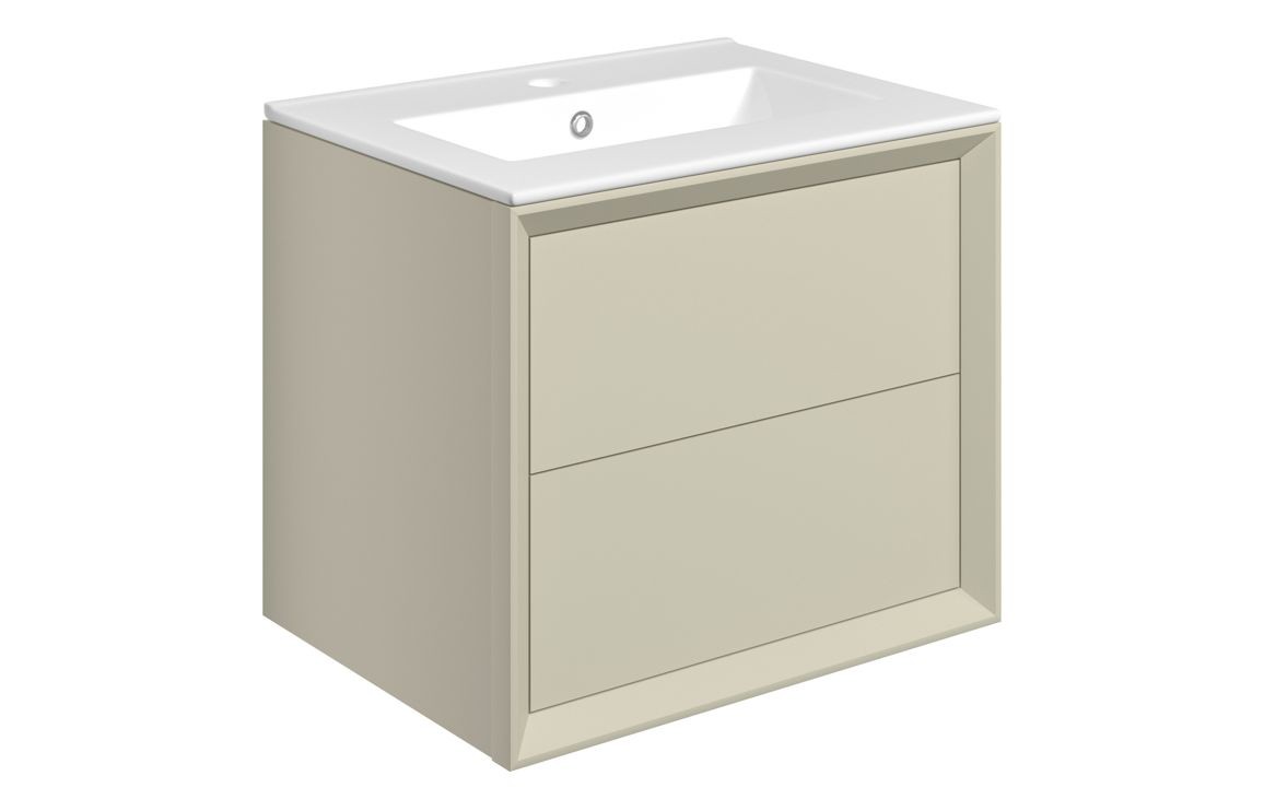 Peach 615mm Wall Hung 2 Drawer Basin Unit & Thin Edge Basin