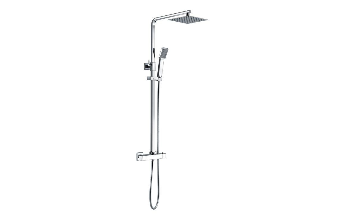 Barley Square Thermostatic Bar Mixer W/riser Kit - Chrome