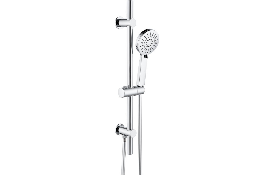 Barley Round Riser Rail Kit W/elbow & 3 Mode Handset - Chrome